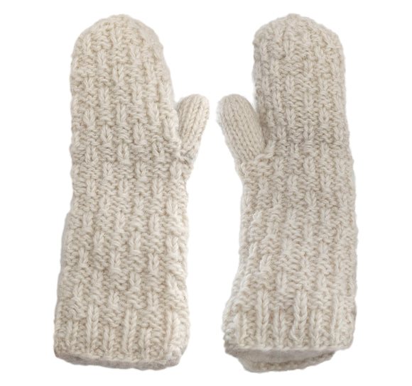 Wool Mitts - White - Style 1